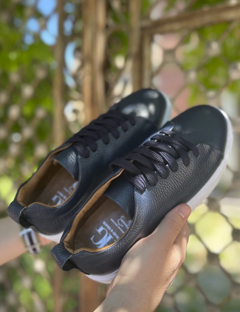 Ανδρικά μπλε δερμάτινα casual Sneakers HG175542B φωτογραφία